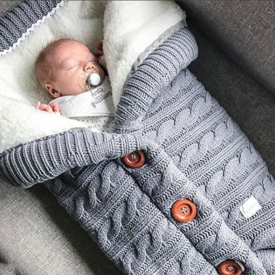 Baby Winter Sleeping Bag Knitted with Buttons